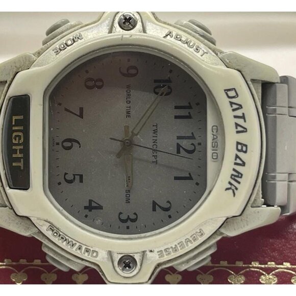 Lot of 2 Vintage Casio Digital Watches - Voice Memo A-V3 Casio ABX-24 Data Bank - Picture 6 of 10